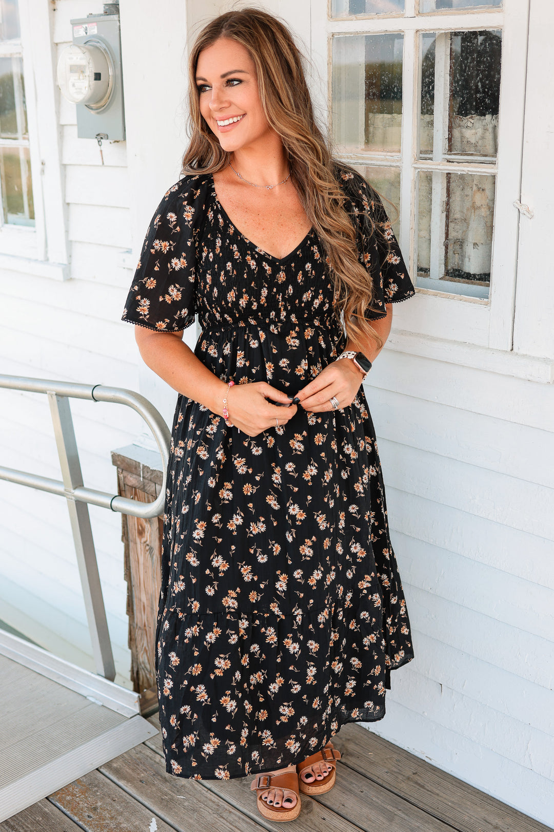 Emily Flutter Sleeve Floral Dress