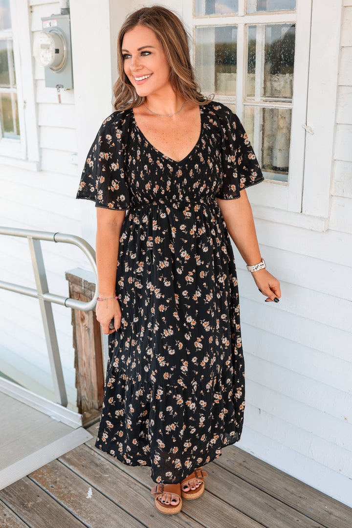 Emily Flutter Sleeve Floral Dress
