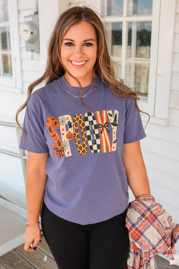 SPOOKY Patterns Graphic Tee - Grape