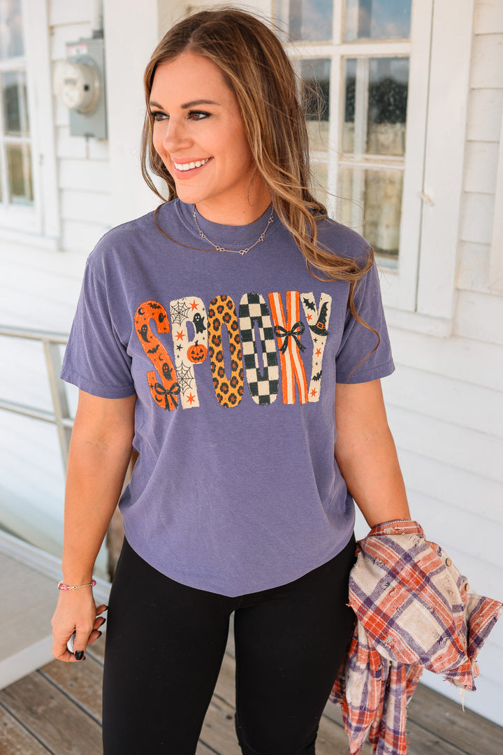 SPOOKY Patterns Graphic Tee - Grape