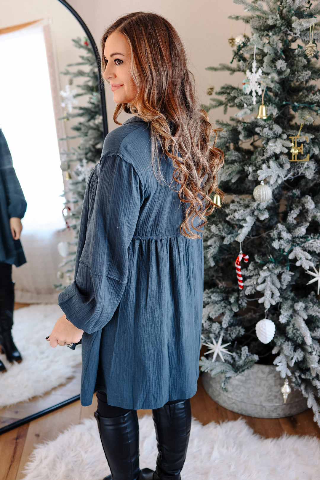 blue babydoll dress with collar Beau Blue Frill Trim Peter Pan Collar Denim Babydoll Dress