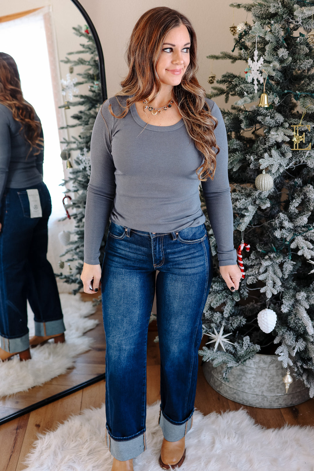 RISEN: Nash Mid Rise Cuffed Jeans