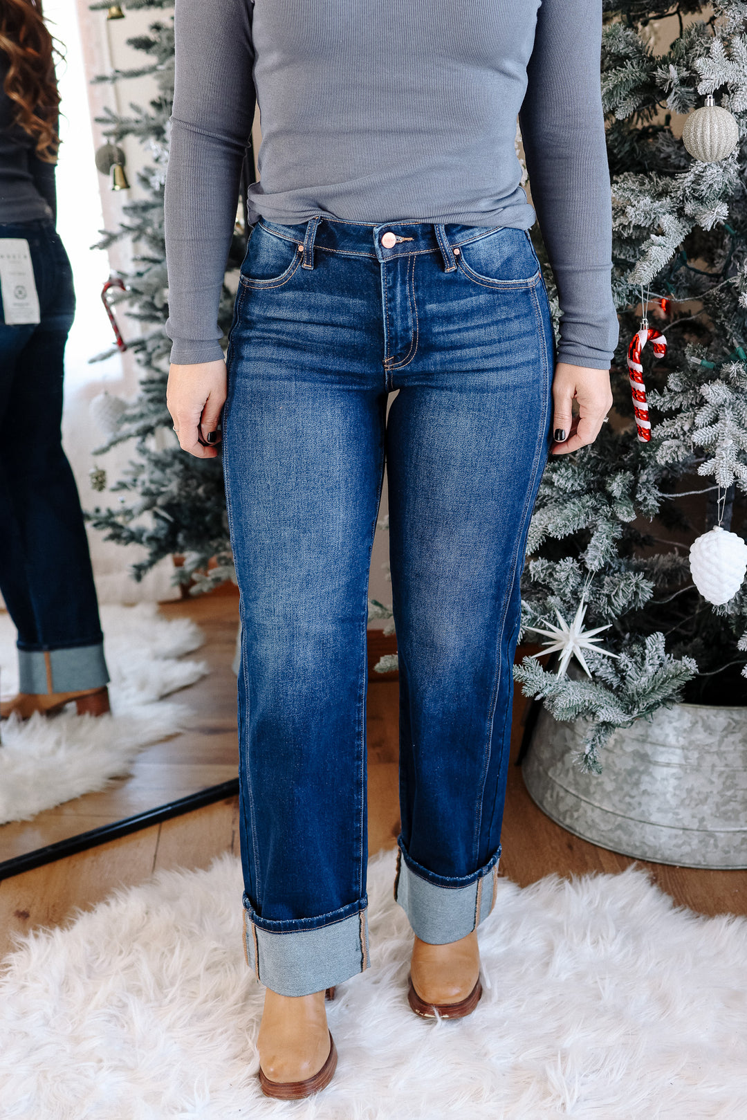 RISEN: Nash Mid Rise Cuffed Jeans