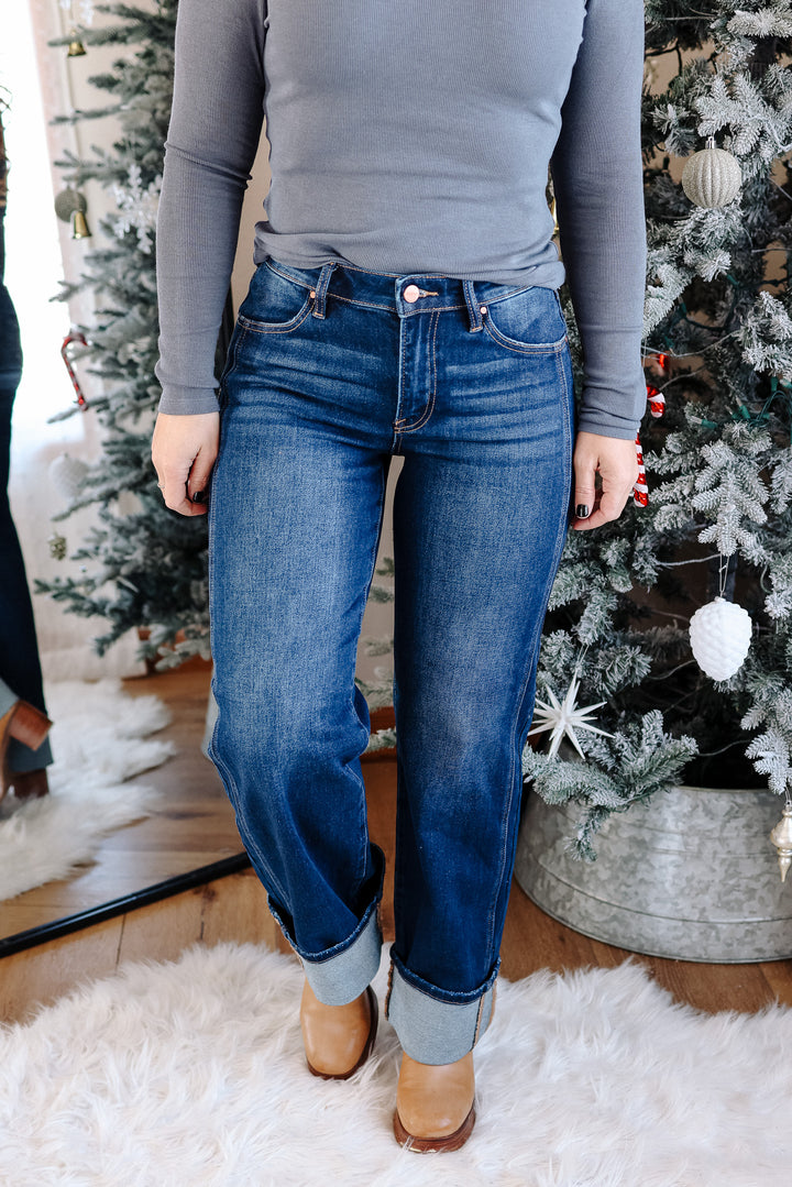 RISEN: Nash Mid Rise Cuffed Jeans