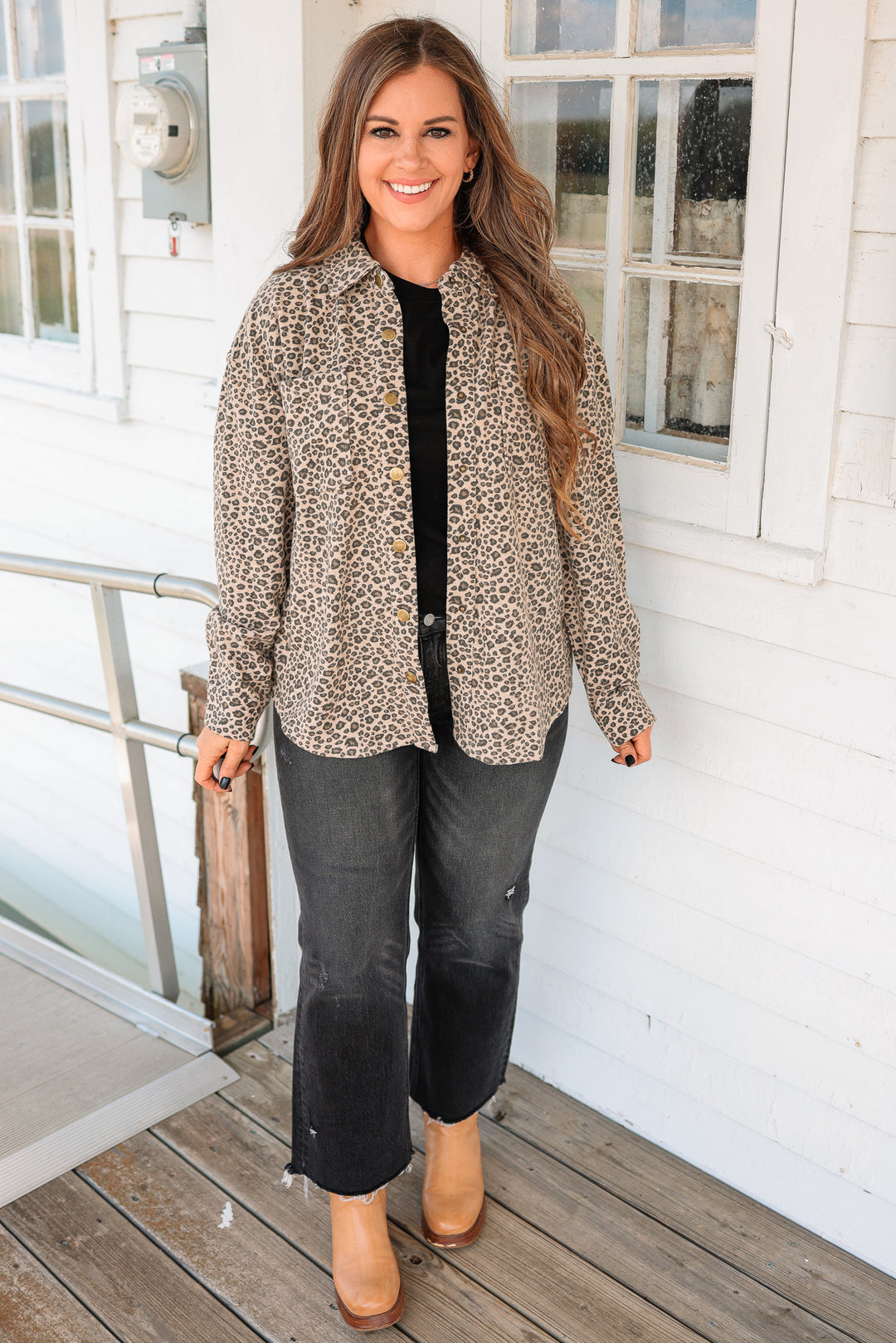 Baylor Leopard Button Down Shacket - Taupe