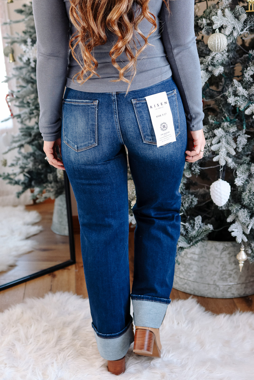 RISEN: Nash Mid Rise Cuffed Jeans