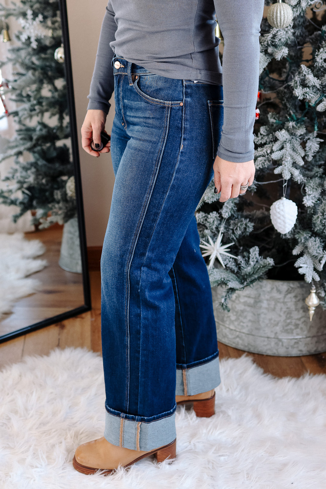 RISEN: Nash Mid Rise Cuffed Jeans