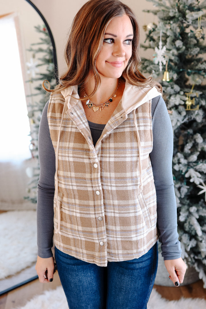 Alyssa Hoodie Plaid Vest