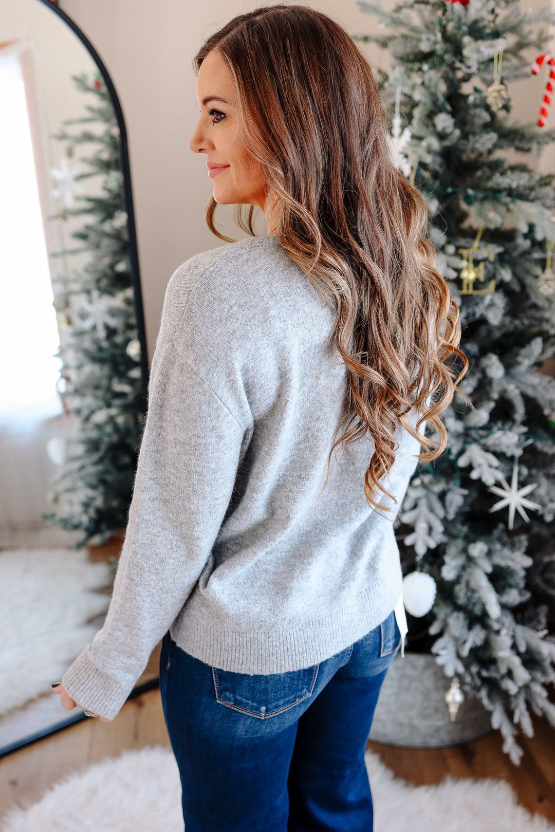 Lottie Bow Sweater - Heather Grey