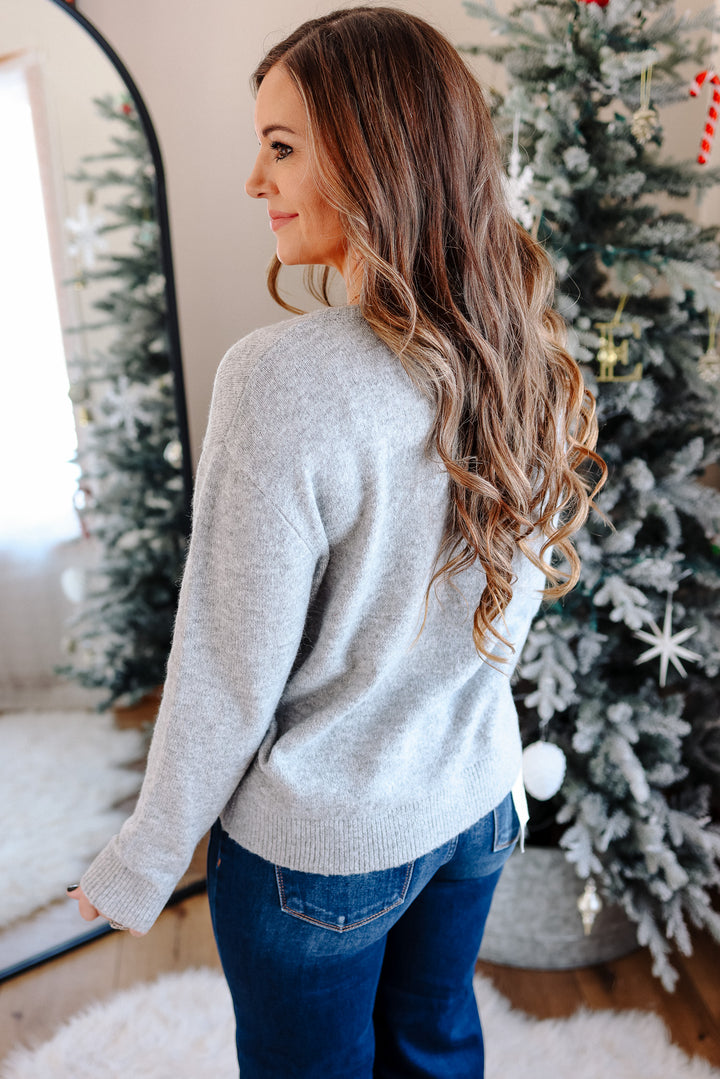 Lottie Bow Sweater - Heather Grey