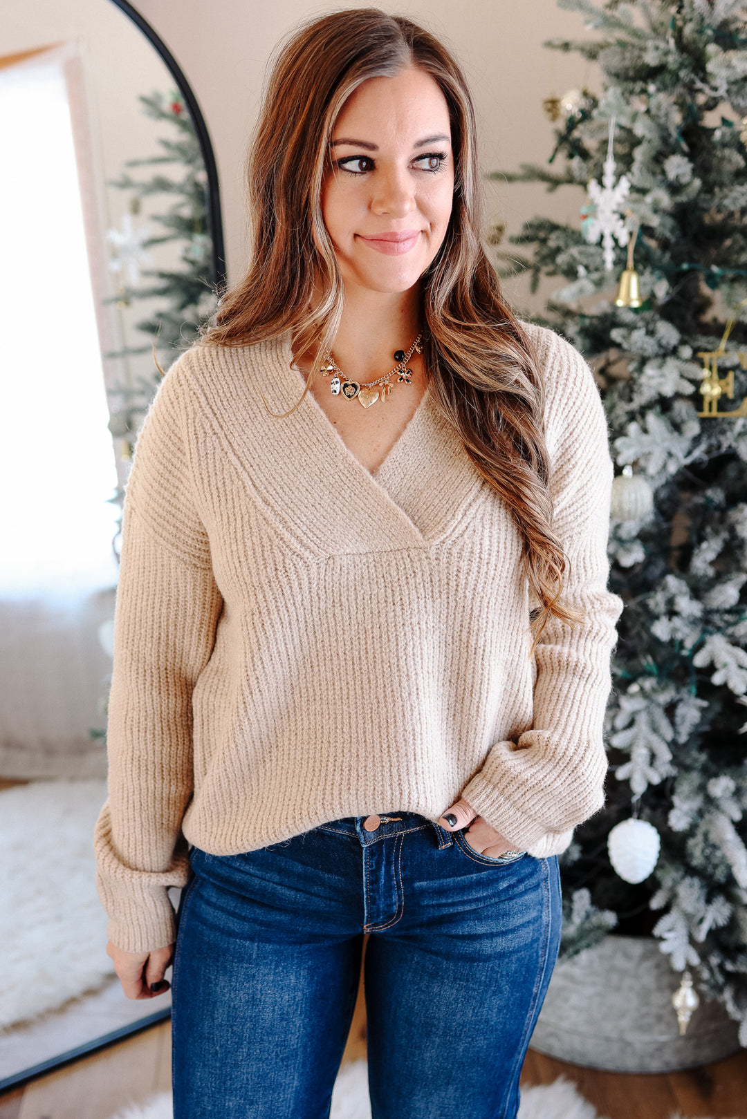 Emma Shawl V-Neck Sweater
