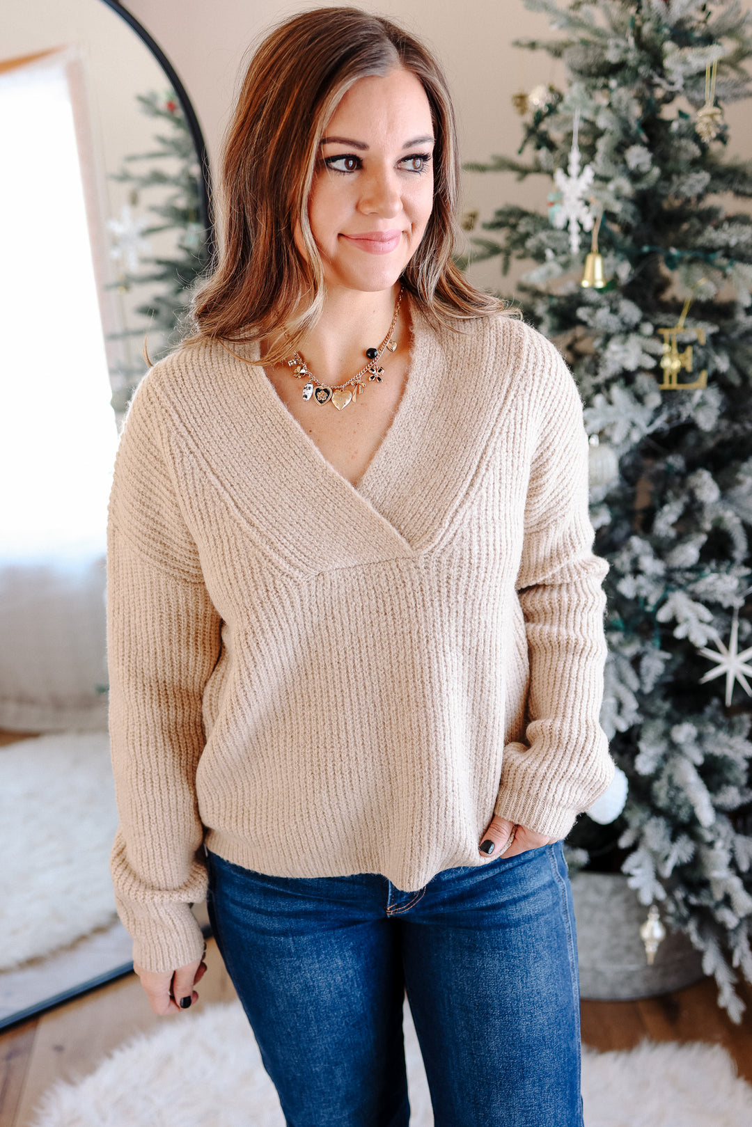 Emma Shawl V-Neck Sweater