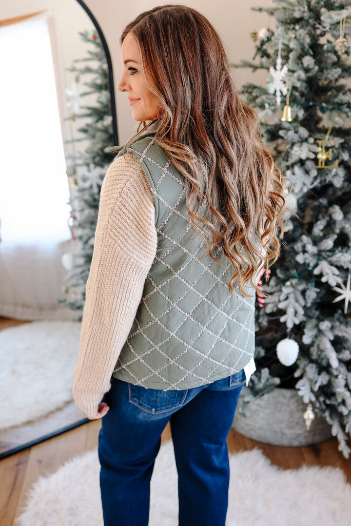 Kenzie Stitched Rib Vest - Winter Sage