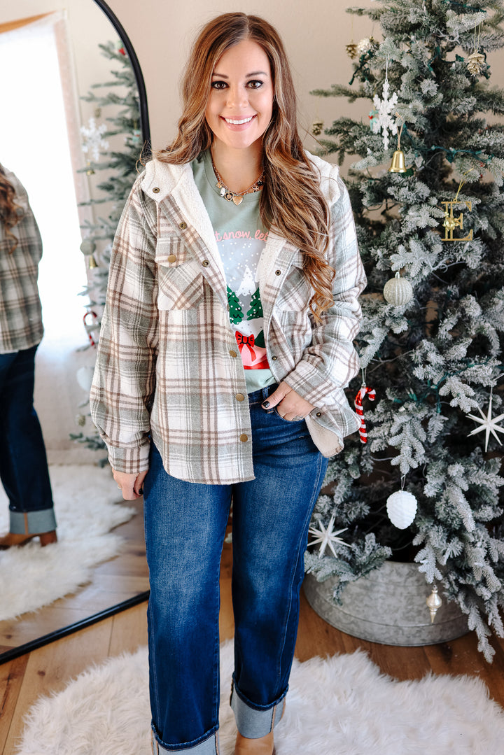 Taya Sherpa Lined Plaid Hoodie Jacket