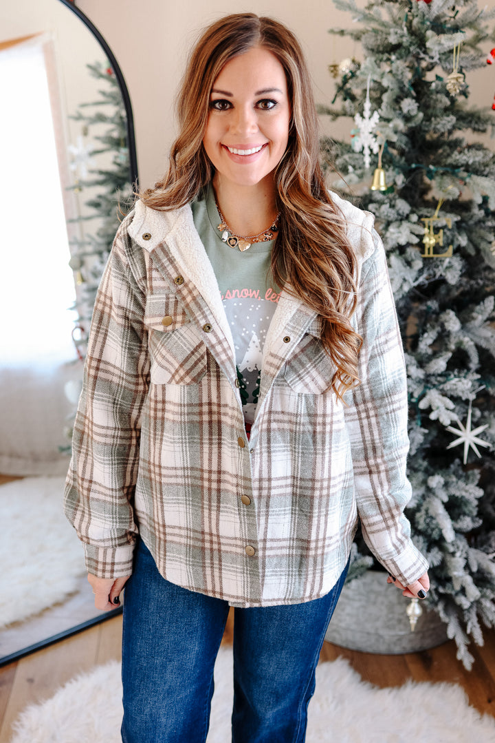 Taya Sherpa Lined Plaid Hoodie Jacket