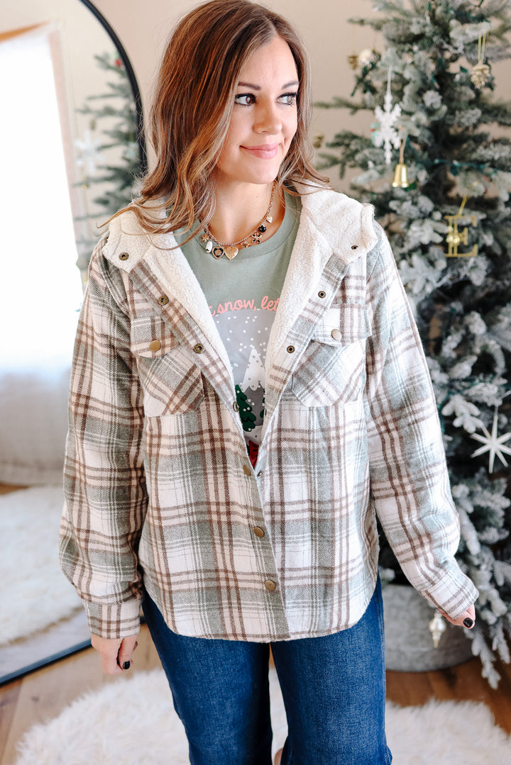 Taya Sherpa Lined Plaid Hoodie Jacket