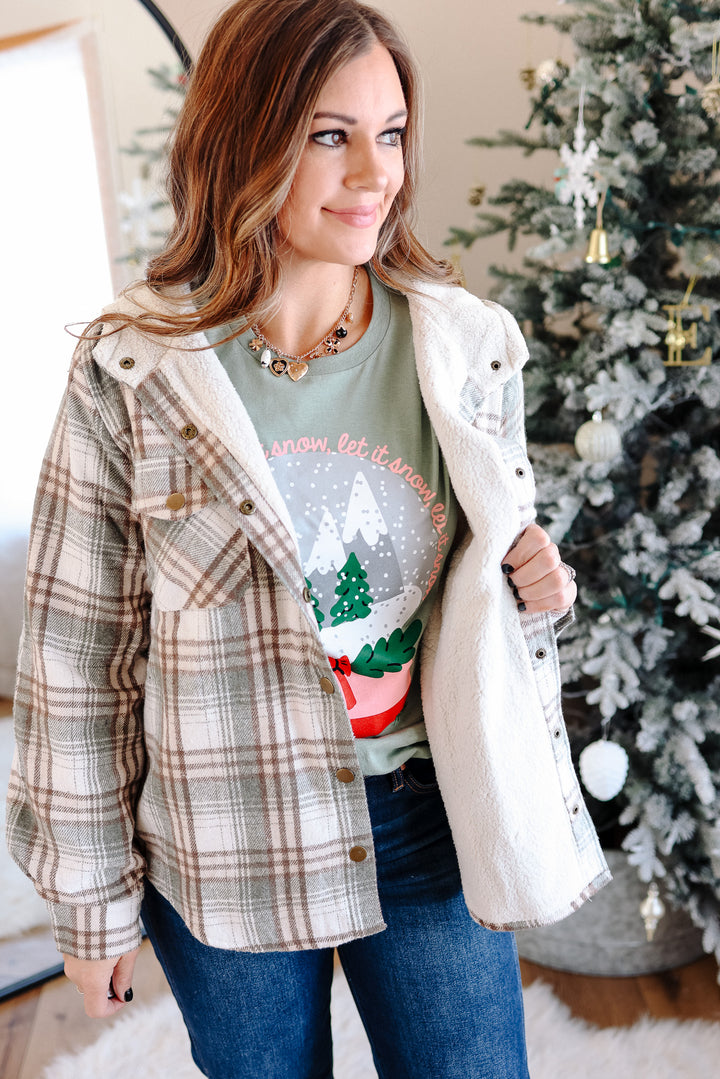 Taya Sherpa Lined Plaid Hoodie Jacket