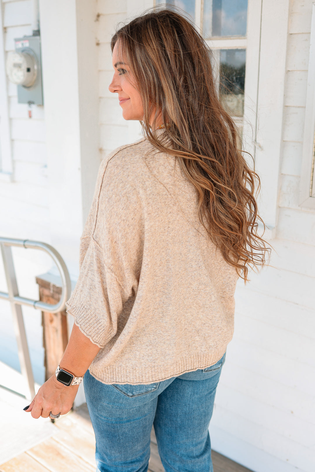 Kate Short Sleeve Sweater - Oatmeal