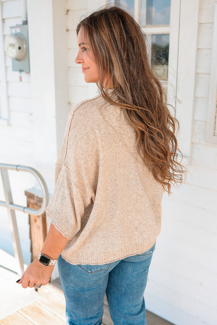 Kate Short Sleeve Sweater - Oatmeal