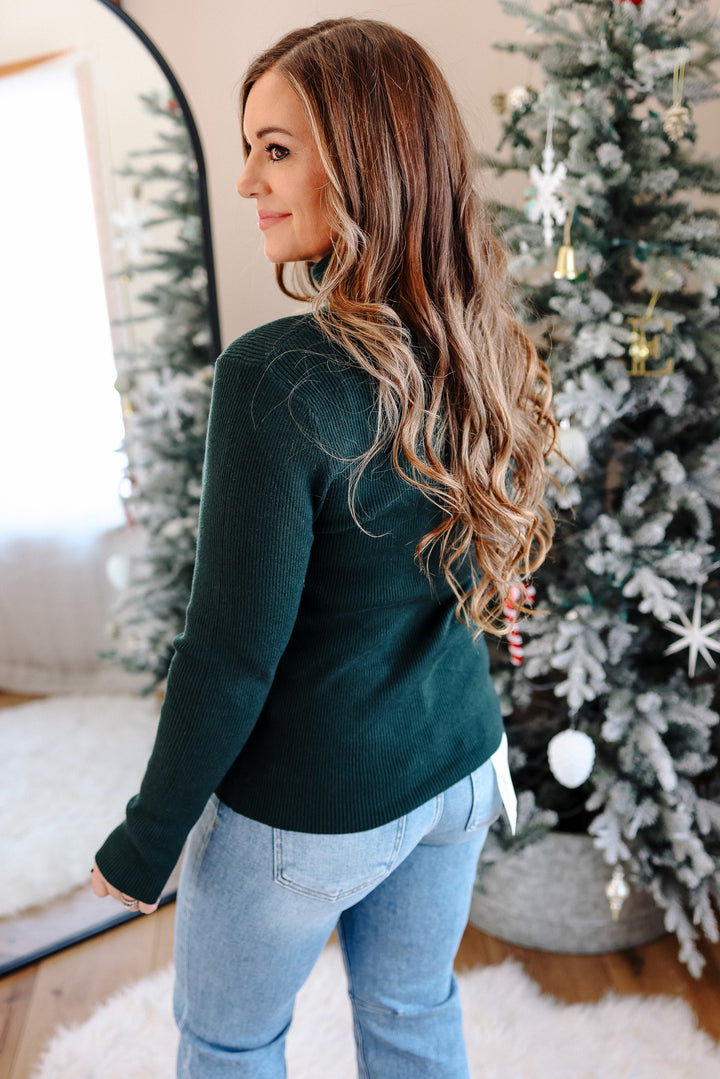 Sylvie Ribbed Turtleneck Sweater - Forest