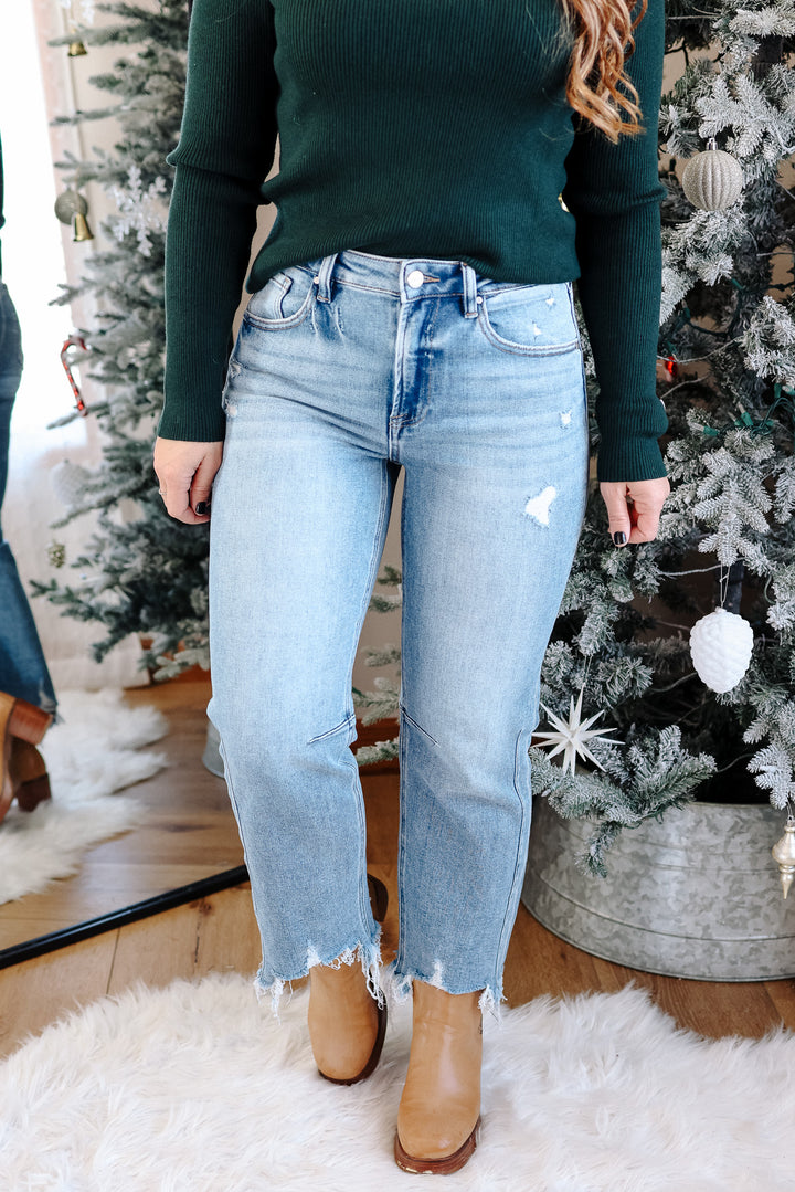 RISEN: MACI HIGH RISE CROP STRAIGHT JEANS