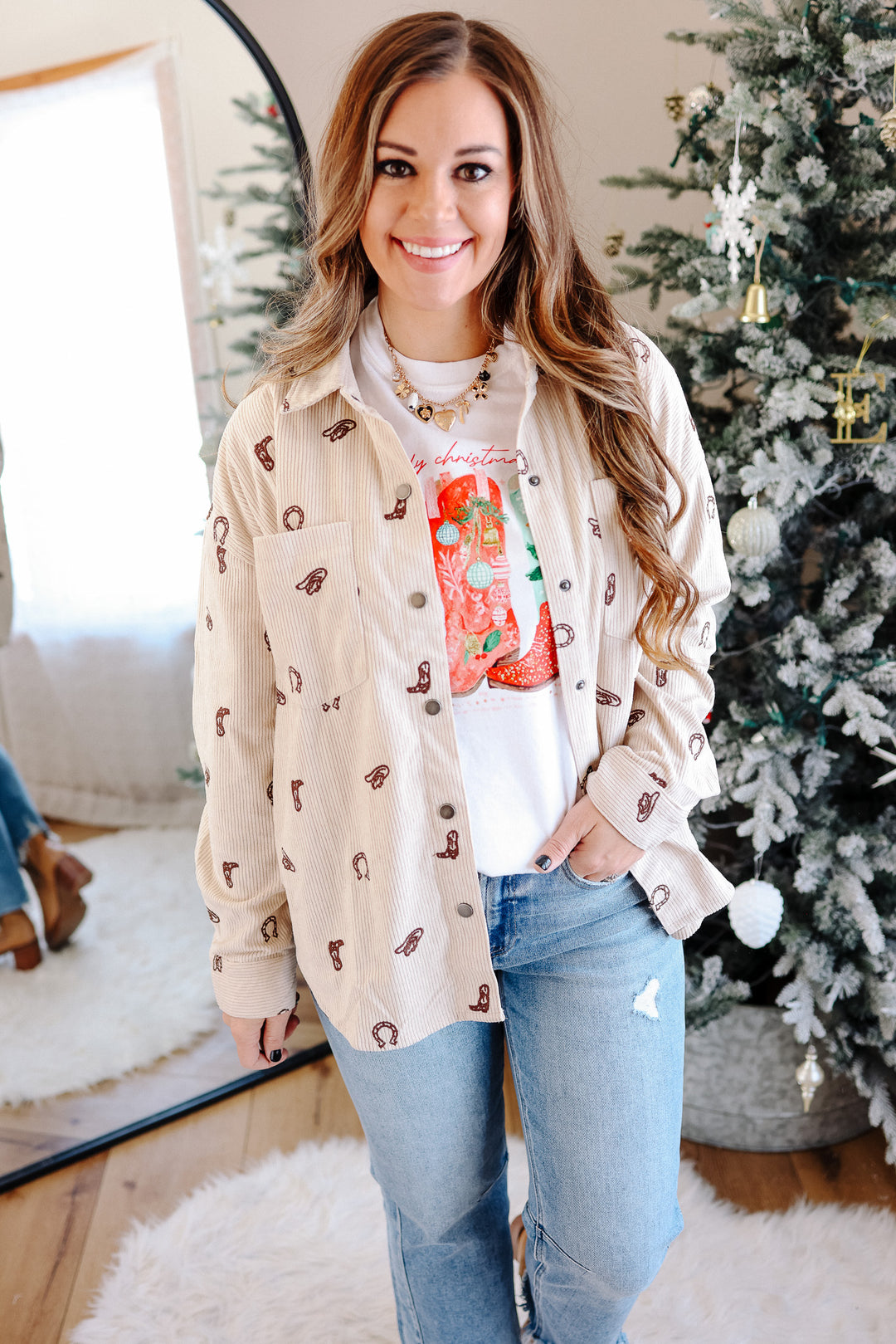 Cowgirl Corduroy Button Down - Taupe