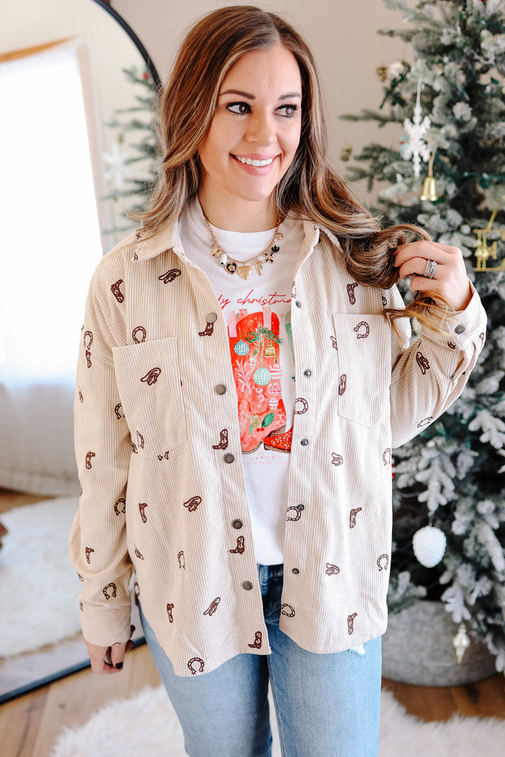 Cowgirl Corduroy Button Down - Taupe