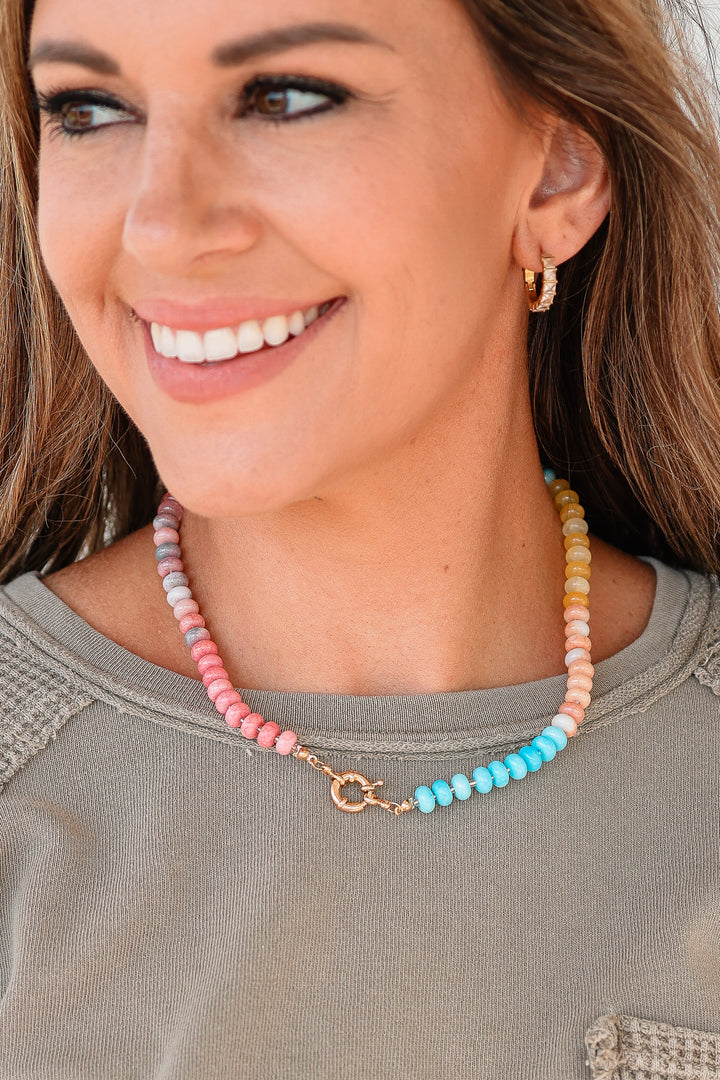Mare Natural Stone Glass Mixed Necklace