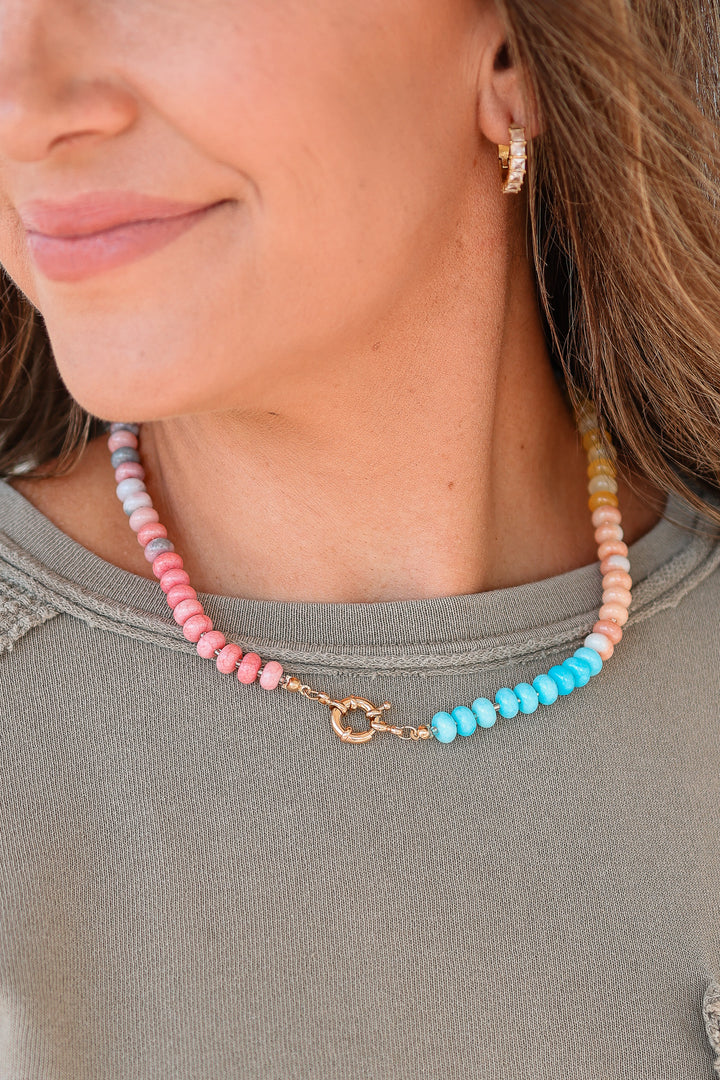Mare Natural Stone Glass Mixed Necklace