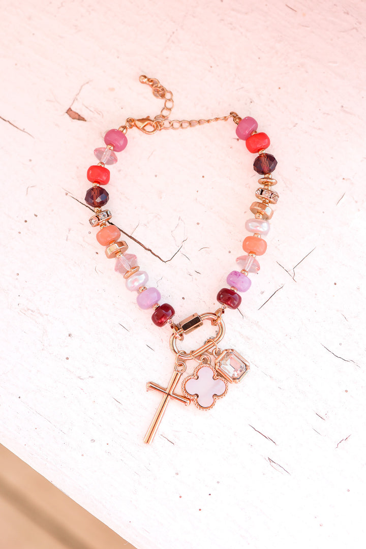 Vibrant Beaded Bracelet - Pink