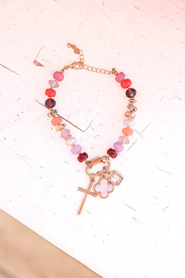 Vibrant Beaded Bracelet - Pink