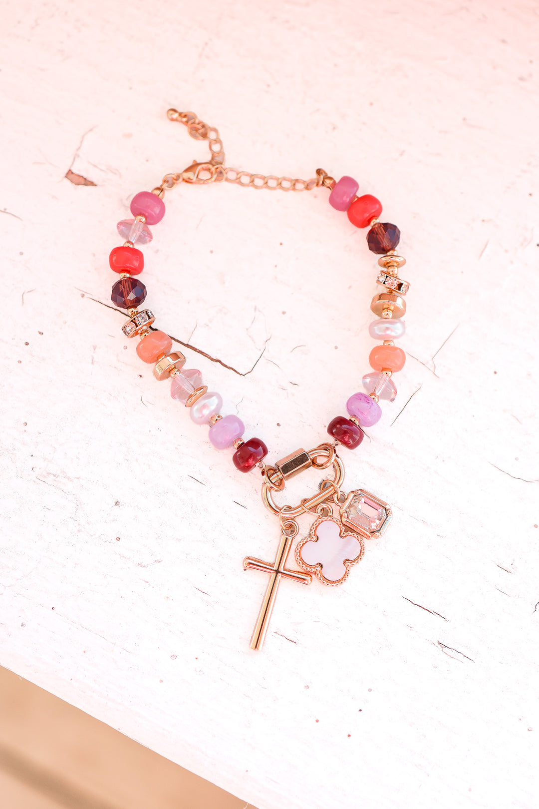 Vibrant Beaded Bracelet - Pink