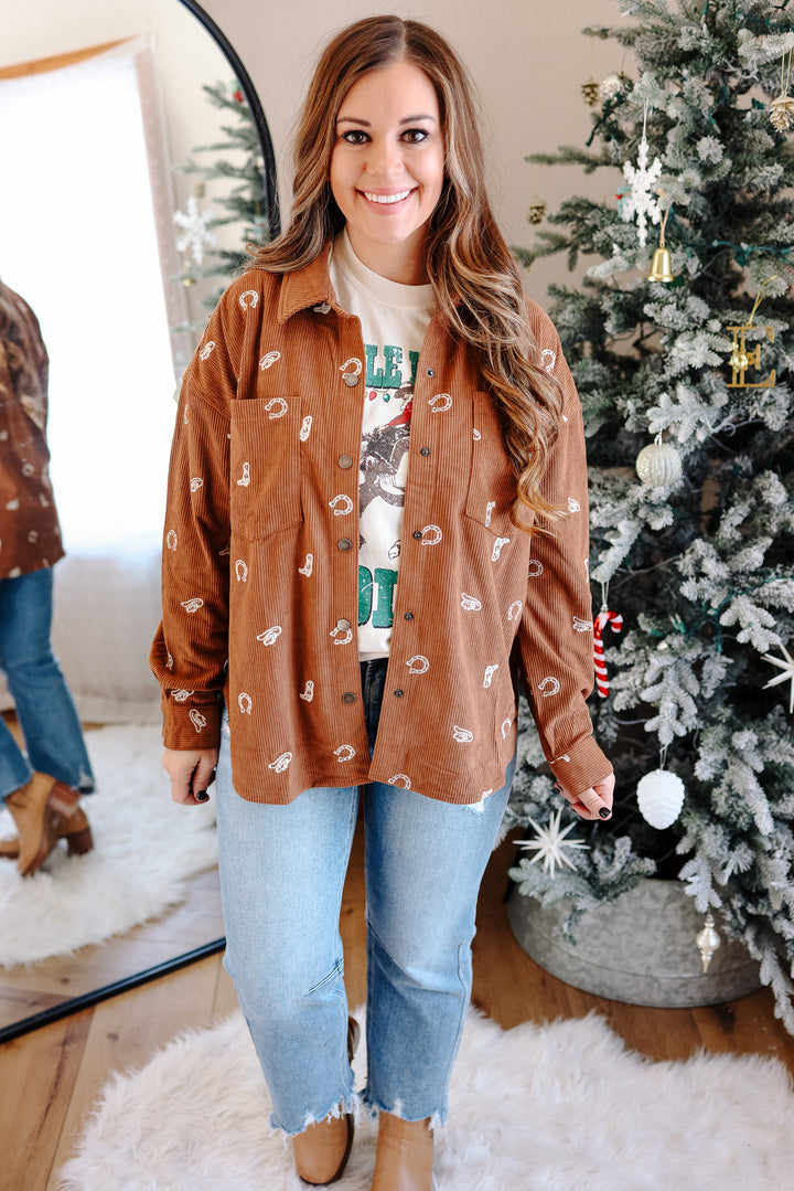 Cowgirl Corduroy Button Down - Mocha