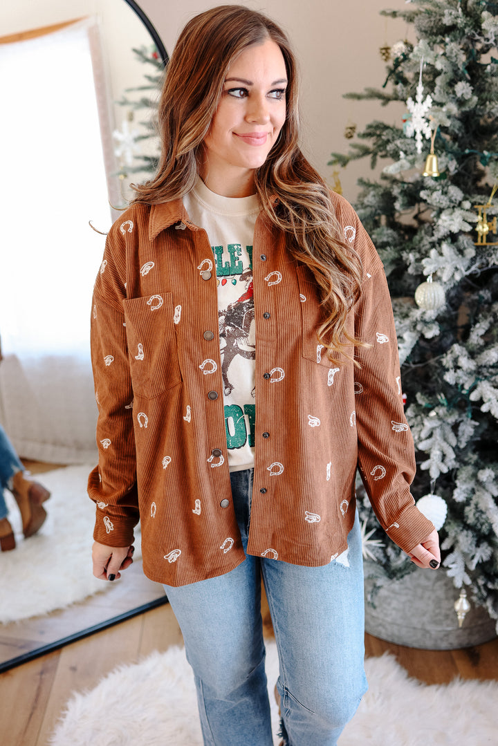 Cowgirl Corduroy Button Down - Mocha