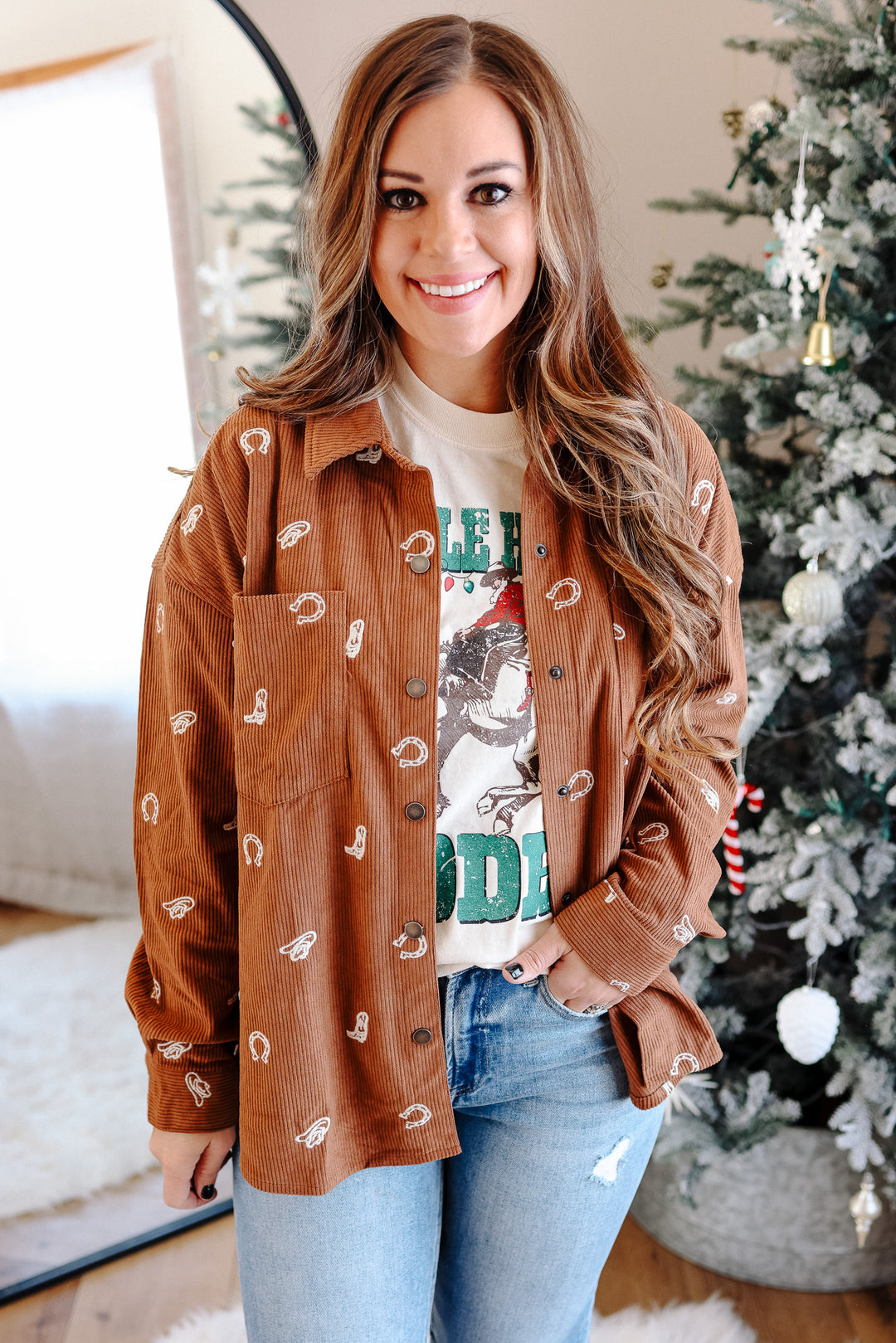 Cowgirl Corduroy Button Down - Mocha