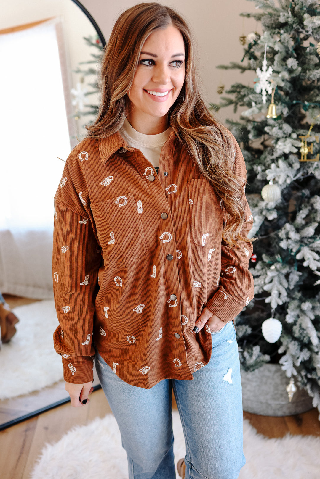 Cowgirl Corduroy Button Down - Mocha