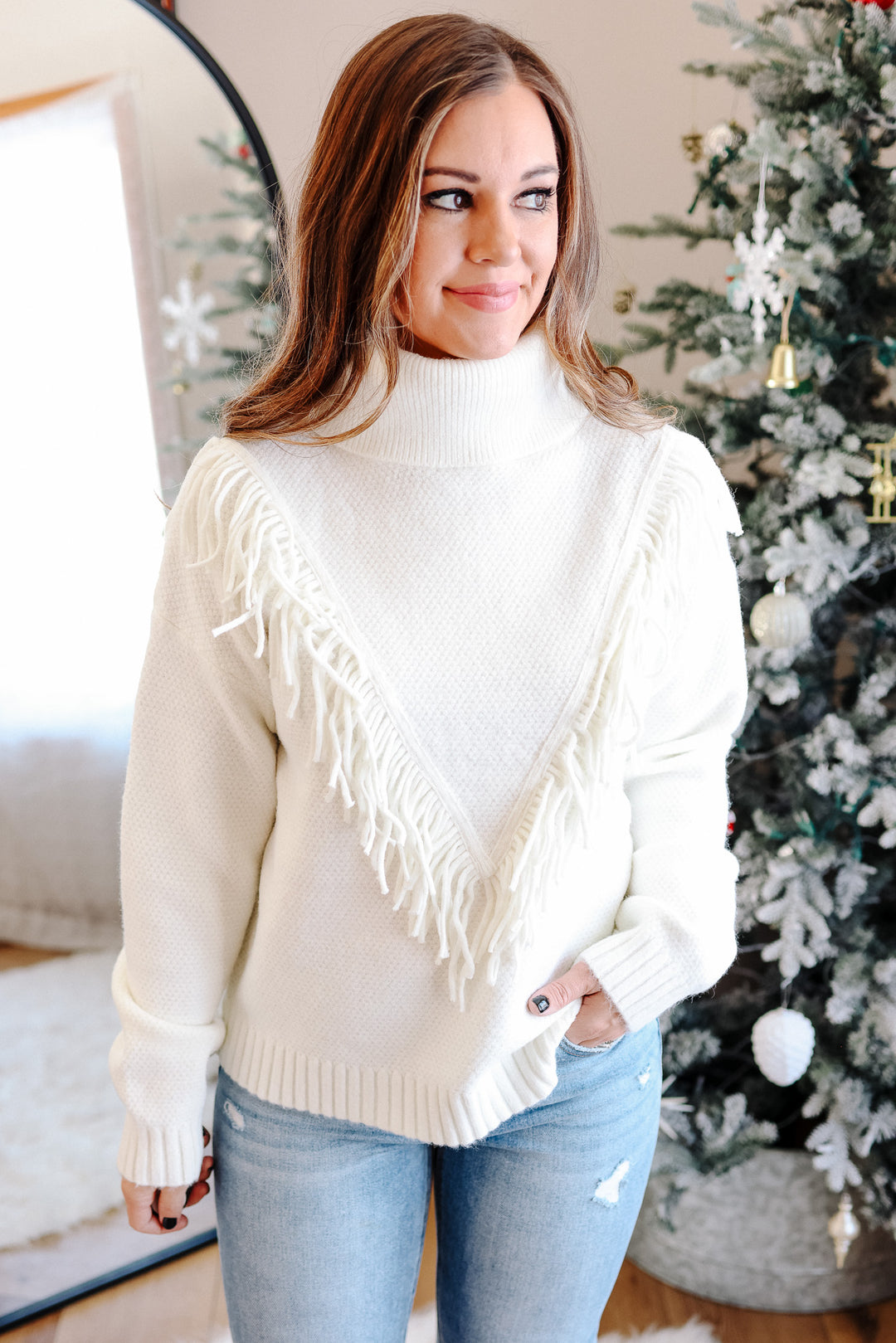 Gracie Fringe Sweater - Off White