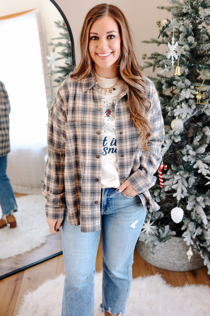 Karlee Brushed Plaid Snap Button Shirt