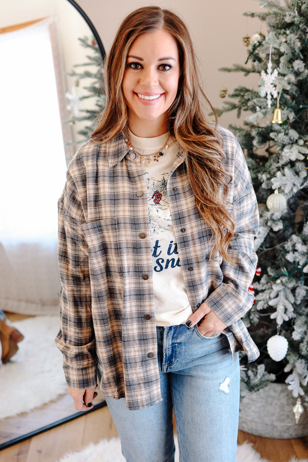 Karlee Brushed Plaid Snap Button Shirt