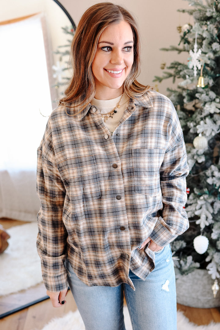 Karlee Brushed Plaid Snap Button Shirt