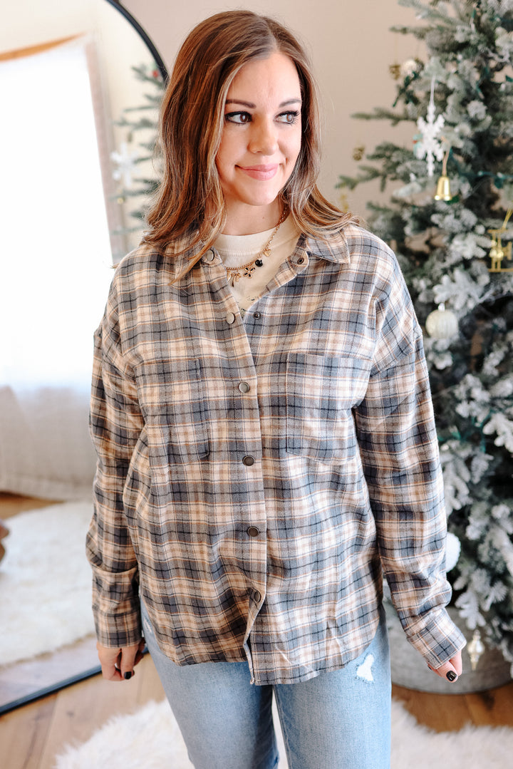 Karlee Brushed Plaid Snap Button Shirt