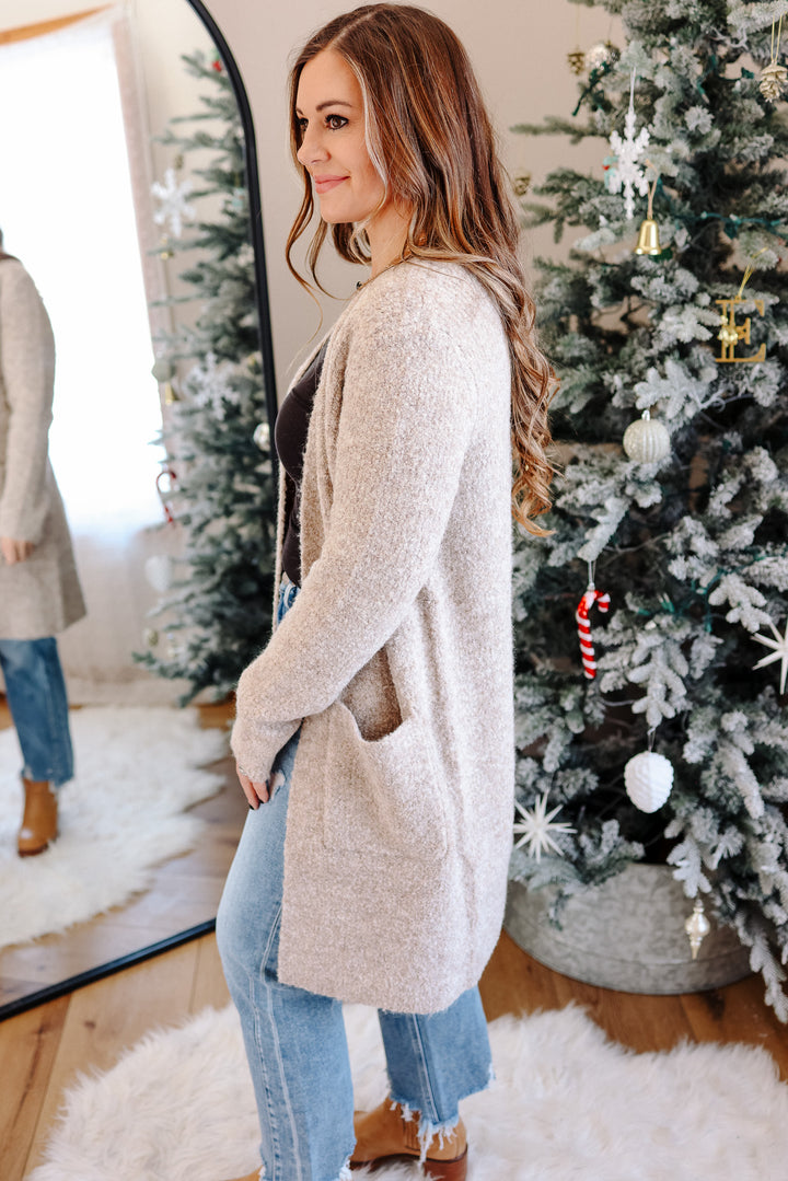 Isabella Boucle Sweater Cardigan - Mocha
