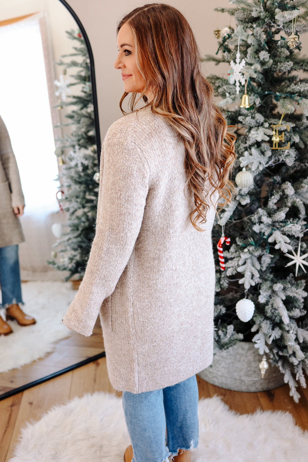 Isabella Boucle Sweater Cardigan - Mocha