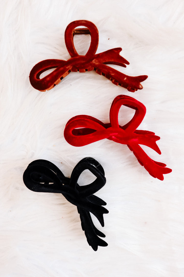 Velvet Bow Hair Clip Set