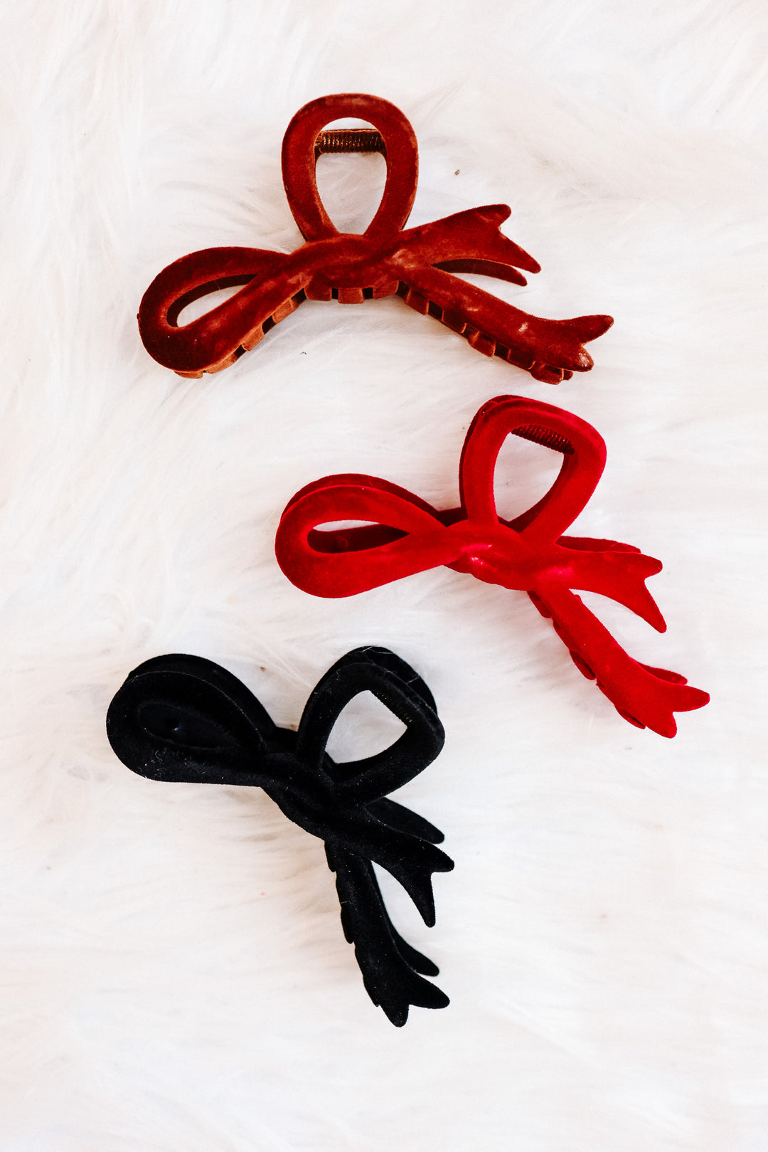 Velvet Bow Hair Clip Set