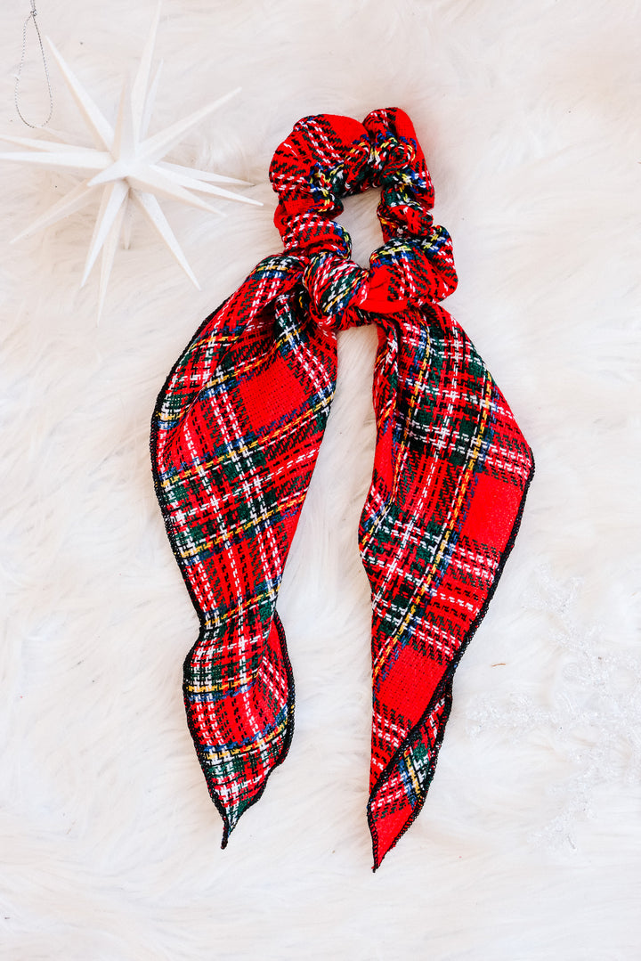 Red Plaid Ribbon Hair Scrunchie