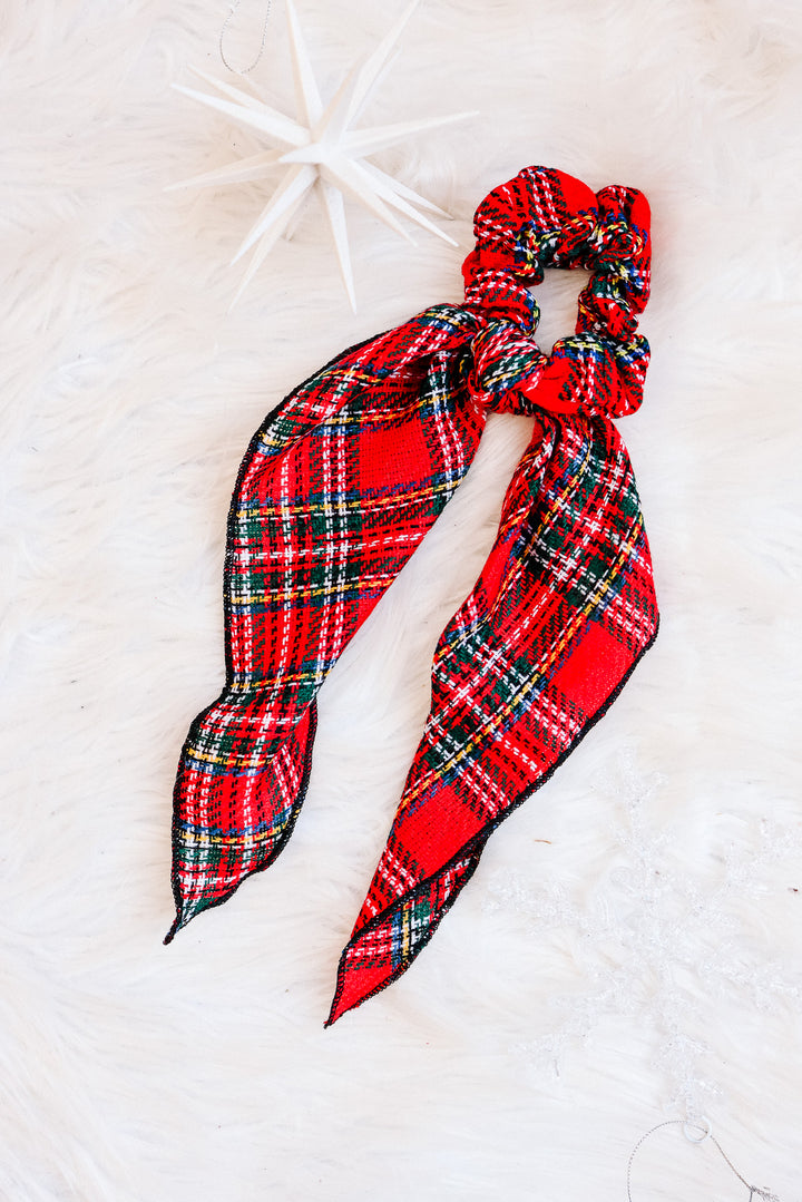 Red Plaid Ribbon Hair Scrunchie