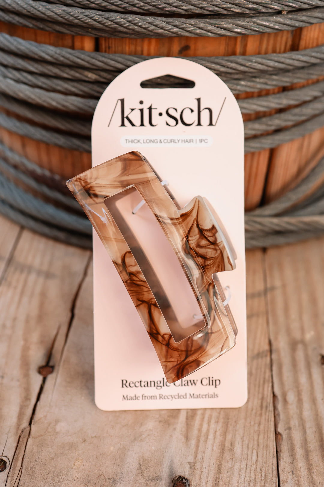 Recycled Plastic Jumbo Open Shape Claw Clip - Chocolate Marble