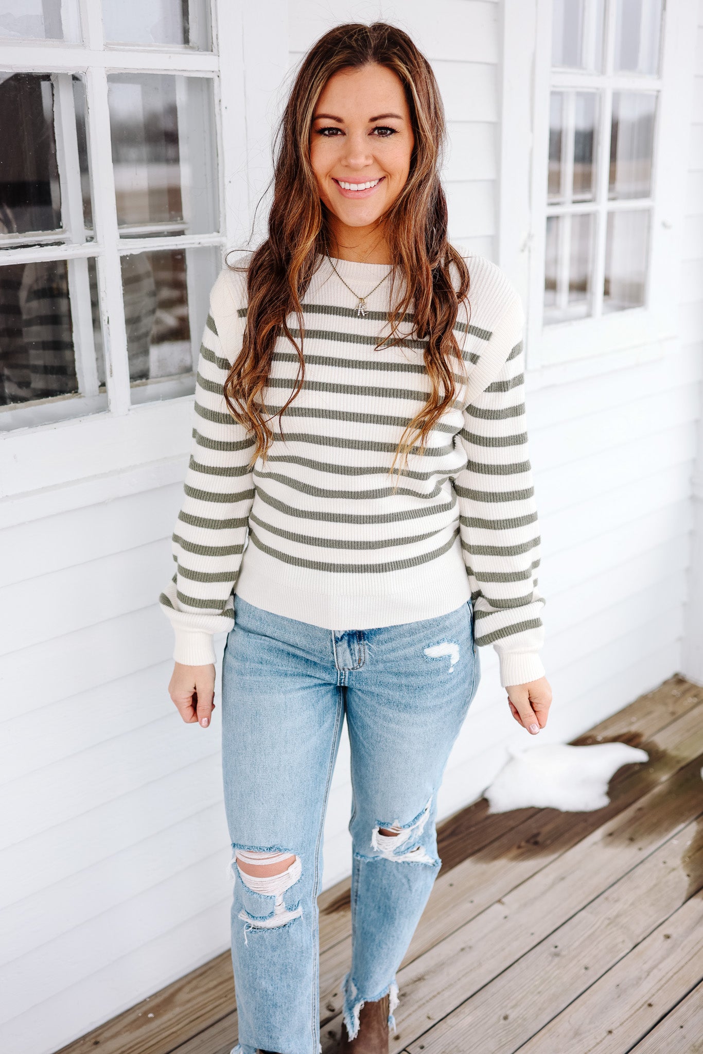 Morgan Crew Neck Stripe Sweater