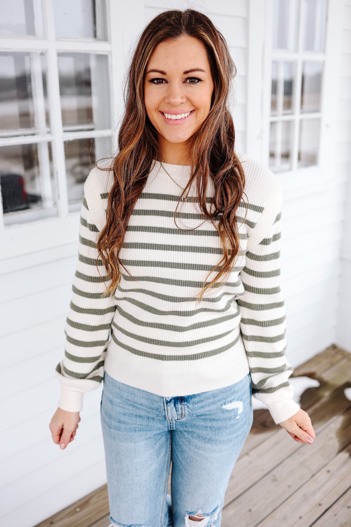 Morgan Crew Neck Stripe Sweater